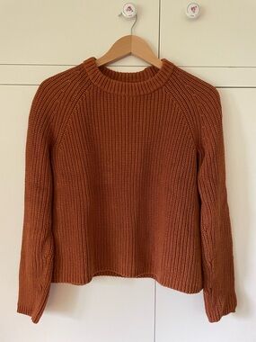 EUC Quince 100% Organic Cotton Fisherman Crew Sweater in SOLD OUT Ginger